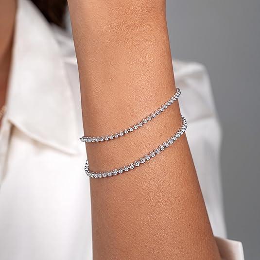 PRIVOSA Real Diamond Tennis Bracelet for Women and Men - Solid 14k Gold - 1 to 2 Carat Bezel Set Natural Diamonds - Luxury Gold Diamond Jewelry Gifts for Her - Image 2