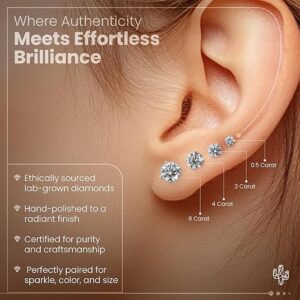 Scottsdale Diamond 14K Gold 0.5 to 4 Carat Certified LAB GROWN Diamond Stud Earrings for Women Her Round Cut 4 Prong Screw Back Fine Jewelry (E/F Color, VS1-VS2 Clarity)