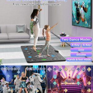 FWFX Exercise Mat for Home Workouts - Interactive Dance Game Mat Connects to TV, 2-Player Kids Party Interactive Games, Active Sports & Yoga Mat for Adults & Family Fitness, Fun Gift (Gray)