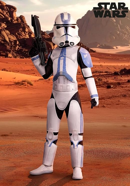 Deluxe Star Wars Clone Trooper Costume for Kid's - Jumpsuit, Armor, Hood, Gloves & Mask - Boy's Star Wars Halloween Outfit - Image 2