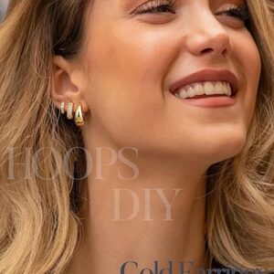LOLIAS Small 14K Gold Plated Chunky Hoop Earrings for Women Hypoallergenic Silver Earrings Set for Sensitive Ears Non Tarnish Huggie Hoops Earring Stacks for Multiple Piercing Jewelry Lightweight 3Pairs