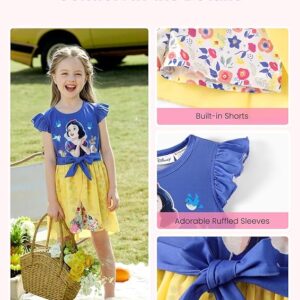 Disney Princess Frozen Elsa Minnie Mouse Stitch Toddler Girl Romper With Skirt Overlay Summer Jumpsuit with Bow 2-6 Years