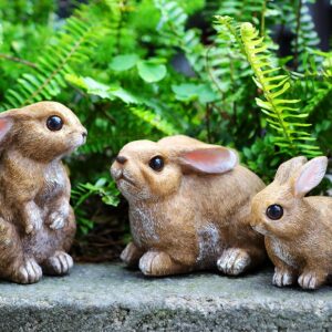 Bunny Decor Yard Decorations Outdoor Set of 3, Bunny Decorations for Home Garden Outdoor Statues, Easter Rabbit Figurines mom Gifts