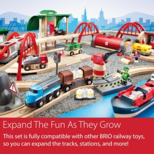 BRIO World Deluxe Railway Set - 87-Piece Wooden Train Set - Includes Passenger & Freight Trains, Stations, Accessories - Safe & Sustainable - MESH Accredited Fun Play for Kids Ages 3 & Up