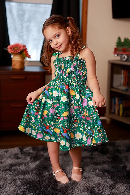 Disney Princess Frozen Elsa Minnie Stitch Toddler Girl Dress Bow Tie Straps Smocked Summer Outfit Birthday Party Clothes 2-9Y - Image 2