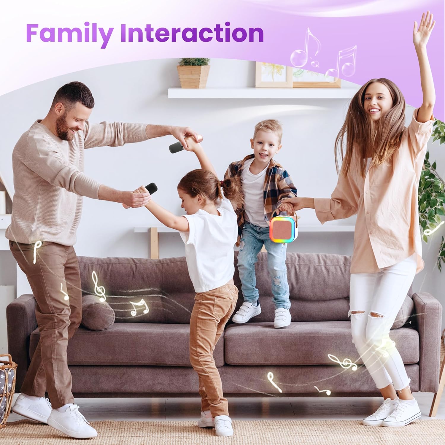 Mini Karaoke Machine for Kids Adults, 2026 TOP Birthday Gifts for Girls Boys 3,4,5,6,7,8+Year Old Toddler Kids Toys, Portable Bluetooth Speaker with 2 Wireless Karaoke Microphones Player Easter(Black) - Image 3