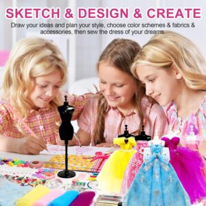 Axirata 1500+PCS Fashion Designer Kit for Girls with Fashion Sketchbook & 5 Mannequins, Creativity DIY Arts & Crafts Kit for Kids Sewing Kit for...
