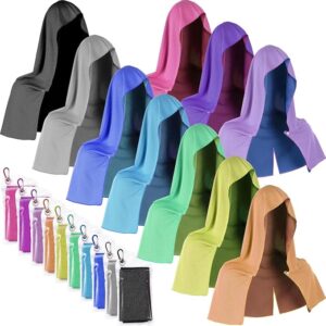 Breling 10 Pack Cooling Hoodie Towels for Neck and Face, UPF 50 Sun Protection and Evaporative Cool Technology, Ice Towels for Hot Weather Sport, Gym, Work Out, Camping Summer Outdoor Activity