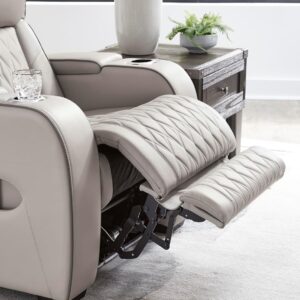 Power Recliner Sectional Sofa, Khaki Leather Reclining Couch Set with LED, L-Shaped Sectional Living Room Furniture with USB Port/Storage/Cup Holders (Sectional)