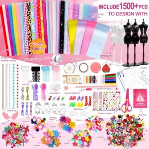 Axirata 1500+PCS Fashion Designer Kit for Girls with Fashion Sketchbook & 5 Mannequins, Creativity DIY Arts & Crafts Kit for Kids Sewing Kit for...