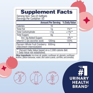 AZO Cranberry Pro, Cranberry Pills for Women & Men, 600mg Pacran, Made with Concentrated Whole Fruit Cranberry Powder to Help Cleanse and Protect The Urinary Tract*, Sugar Free, Non-GMO, 100 Softgels