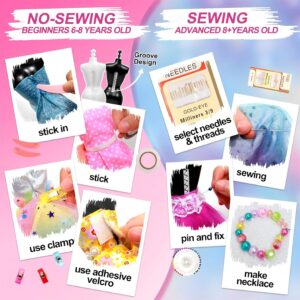 Axirata 1500+PCS Fashion Designer Kit for Girls with Fashion Sketchbook & 5 Mannequins, Creativity DIY Arts & Crafts Kit for Kids Sewing Kit for...