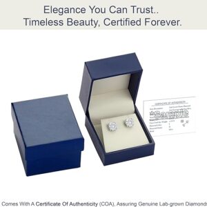 Belacqua Lab Grown Diamond Stud Earrings in 14K White Gold, Round Cut, 1/4 to 4 Carat, F-Color, VS-Clarity, 4 Prong Setting, Push Back, Jewelry for Women, Gift Box Included