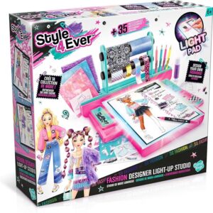Style 4 Ever Fashion Designer Light Up Studio, Design Dream Outfits from Scratch, LED Drawing Pad, DIY Fashion Design Kit for Kids 6+ – Real Fabrics,...
