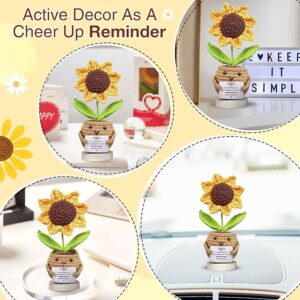 Gossby Gift for Mom - Handmade Positive Sunflower Doll Crochet with Card - Thank You for Helping ME Grow - Mom Gift from Daughter Son Kid - Mothers Day, Christmas, Birthday Present Idea