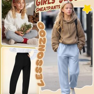 4 Pack Girls' Joggers Sweatpants Kids Casual Pants Elastic Waisted Soft Athletic Sweat Pants with Pocket