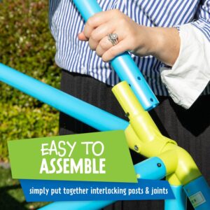 Eezy Peezy Mega Pyramid Monkey Bars Climbing Tower Active Outdoor Fun for Kids Ages 3 to 8 Years Old, Blue/Green