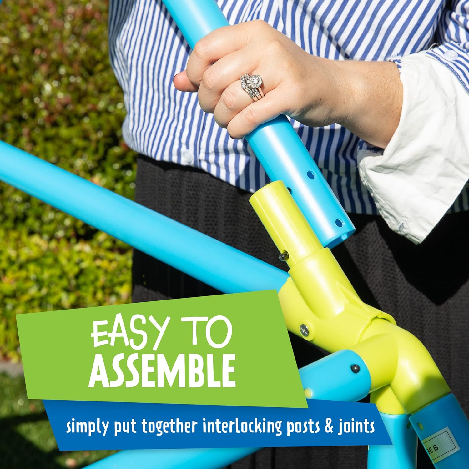 Eezy Peezy Mega Pyramid Monkey Bars Climbing Tower Active Outdoor Fun for Kids Ages 3 to 8 Years Old, Blue/Green - Image 3