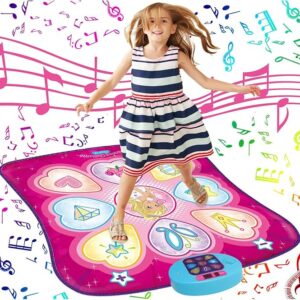 SUNLIN Dance Mat - Rhythm Step Play Mat - Dance Game Toy Pad with LED Lights, Gift for Kids Girls 3-12, Adjustable Volume, Built-in Music, 3 Challenge Levels