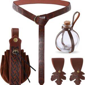 Renaissance Accessories Medieval Belt Pirate Faux Leather Belt Pouch Potion Bottles Ren Faire Accessories