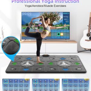 FWFX Exercise Mat for Home Workouts - Interactive Dance Game Mat Connects to TV, 2-Player Kids Party Interactive Games, Active Sports & Yoga Mat for Adults & Family Fitness, Fun Gift (Gray)