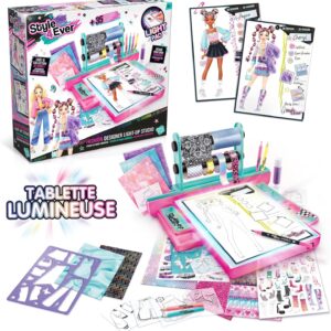 Style 4 Ever Fashion Designer Light Up Studio, Design Dream Outfits from Scratch, LED Drawing Pad, DIY Fashion Design Kit for Kids 6+ – Real Fabrics,...