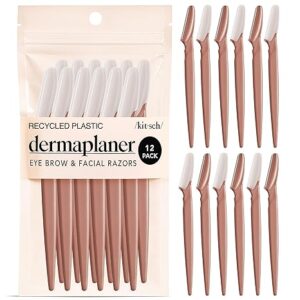 Kitsch Dermaplane Razor for Women Face – Face Razors for Women & Men, Eye Brow Razors & Face Shaver – Exfoliating Facial Razor & Dermaplaner as Skin Care Tool for Smoother Skin - Terracotta, 12 pcs