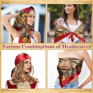 8 Pcs Halloween Pirate Costume Accessories for Women, Bandanas, Red Sash, Corset, Waist Chain, Necklace, Bracelet, Eye Patch, Medieval Pirate Accessories Women for Cosplay, Party, Renaissance