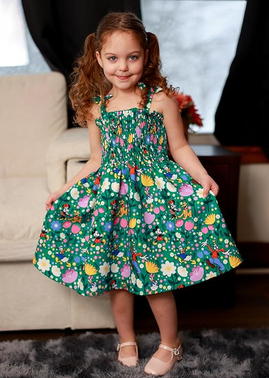 Disney Princess Frozen Elsa Minnie Stitch Toddler Girl Dress Bow Tie Straps Smocked Summer Outfit Birthday Party Clothes 2-9Y - Image 3