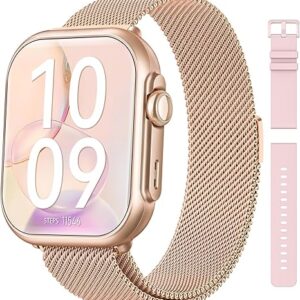 Smart Watch for Women Men Fitness: Smart Watch for iPhone&Android Bluetooth Call with SpO2 Sleep Heart Rate Monitor,IP68,Fitness Tracker with 120+Sport,Reloj Inteligente 30 Day+Battery Life, 2 Bands