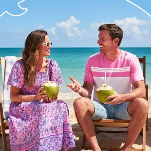 PATPAT Family Matching Outfits Mommy and Me Dresses Ditsy Floral Beach Vacation Photo Dresses and T-Shirts Matching Sets