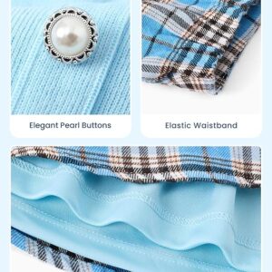 Disney Frozen Elsa Stitch Princess Moana Minnie Toddler Girl 2 Piece Outfit Kid Pearl Button Knit Top & Tweed Skirt Set 2-13Y