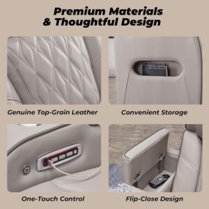 Power Recliner Sectional Sofa, Khaki Leather Reclining Couch Set with LED, L-Shaped Sectional Living Room Furniture with USB Port/Storage/Cup Holders (Sectional)