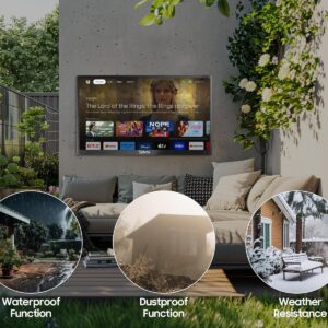 SYLVOX Outdoor TV with Rolling Stand & Soundbar, 75 inch Smart QLED TV, 2000 Nit Full Sun, Weatherproof, 4K UHD, IP55 Waterproof, Commercial Grade (2024...