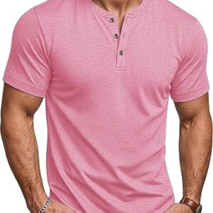 MAGCOMSEN Men's Henley Short Sleeve Shirt Moisture Wicking Lightweight Cotton T-Shirts Casual Summer Basic Tee Shirt