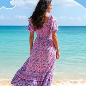 PATPAT Family Matching Outfits Mommy and Me Dresses Ditsy Floral Beach Vacation Photo Dresses and T-Shirts Matching Sets