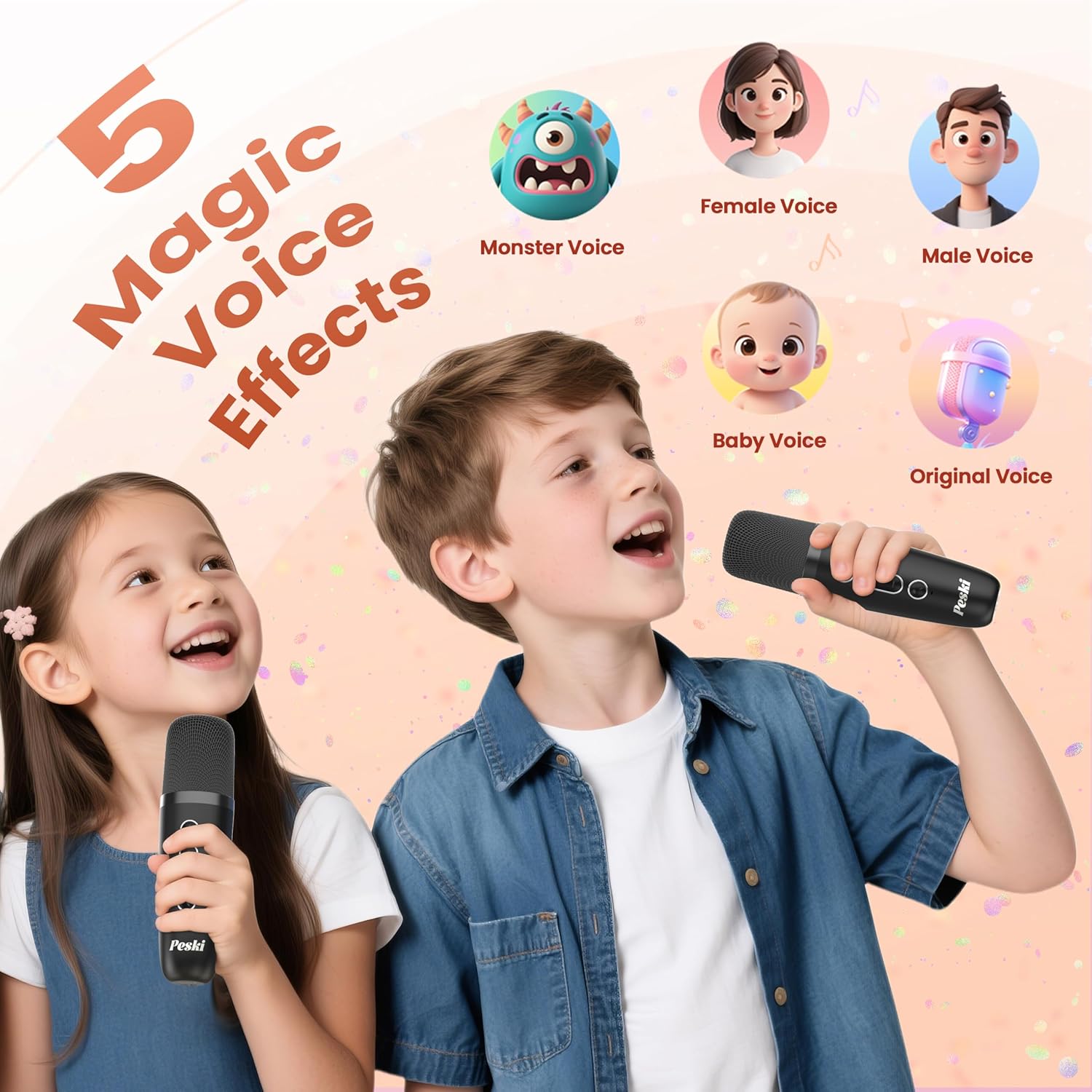 Mini Karaoke Machine for Kids Adults, 2026 TOP Birthday Gifts for Girls 3,4,5,6,7,8+Year Old Toddler Toys, Portable Bluetooth Speaker with 2 Wireless Karaoke Microphones Player Easter Gifts(Rose Gold) - Image 2