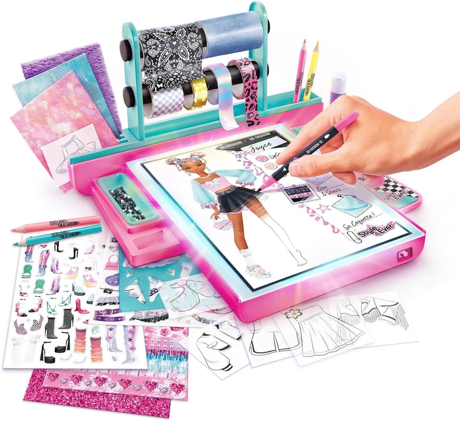 Style 4 Ever Fashion Designer Light Up Studio, Design Dream Outfits from Scratch, LED Drawing Pad, DIY Fashion Design Kit for Kids 6+ – Real Fabrics,... - Image 7