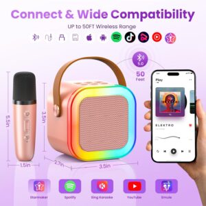 Mini Karaoke Machine for Kids Adults, 2026 TOP Birthday Gifts for Girls Boys 3,4,5,6,7,8+Year Old Toddler Kids Toys, Portable Bluetooth Speaker with 2 Wireless Karaoke Microphones Player Easter(Black)