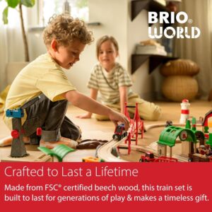 BRIO World Deluxe Railway Set - 87-Piece Wooden Train Set - Includes Passenger & Freight Trains, Stations, Accessories - Safe & Sustainable - MESH Accredited Fun Play for Kids Ages 3 & Up