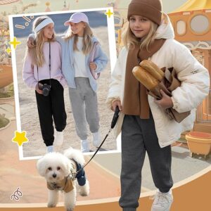 4 Pack Girls' Joggers Sweatpants Kids Casual Pants Elastic Waisted Soft Athletic Sweat Pants with Pocket