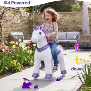 PonyCycle Ride on Unicorn for Kids 4-7 with Brake, Unicorn Gifts for Girls (35.4" Height/Size 4) Plush Interactive Riding Rocking Riding Horse Ride on...