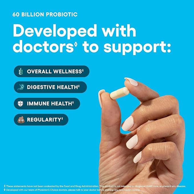 Physician's CHOICE Probiotics 60 Billion CFU - 10 Strains + Organic Prebiotics - Immune, Digestive & Gut Health - Supports Occasional Constipation, Diarrhea, Gas & Bloating - for Women & Men - 84ct - Image 2