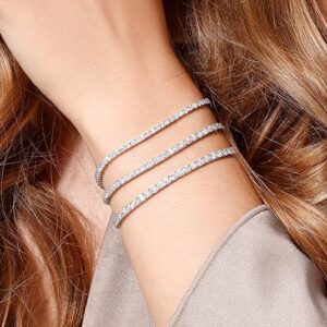 14K White Gold Tennis Bracelet With 3.00-5.00 TCW Lab Grown Diamond, 6.5"/7" Length, IGI Certified, Classic Diamond Bracelet, 4 Prong (E-F Color, VVS-VS), Tennis Bracelet For Women, Fine Jewelry