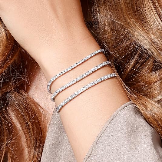 14K White Gold Tennis Bracelet With 3.00-5.00 TCW Lab Grown Diamond, 6.5"/7" Length, IGI Certified, Classic Diamond Bracelet, 4 Prong (E-F Color, VVS-VS), Tennis Bracelet For Women, Fine Jewelry - Image 3