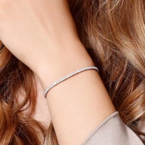 14K White Gold Tennis Bracelet With 3.00-5.00 TCW Lab Grown Diamond, 6.5"/7" Length, IGI Certified, Classic Diamond Bracelet, 4 Prong (E-F Color, VVS-VS), Tennis Bracelet For Women, Fine Jewelry