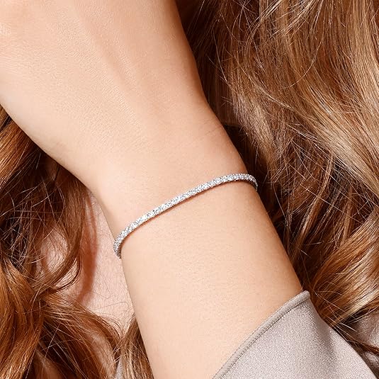 14K White Gold Tennis Bracelet With 3.00-5.00 TCW Lab Grown Diamond, 6.5"/7" Length, IGI Certified, Classic Diamond Bracelet, 4 Prong (E-F Color, VVS-VS), Tennis Bracelet For Women, Fine Jewelry - Image 4