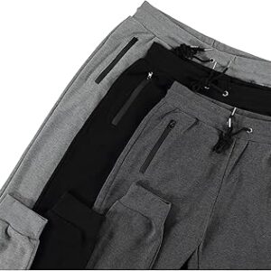 PURE CHAMP Mens Sweatpants 3 Pack Fleece Active Athletic Workout Jogger Sweatpants for Men with Zipper Pocket Size S-3XL