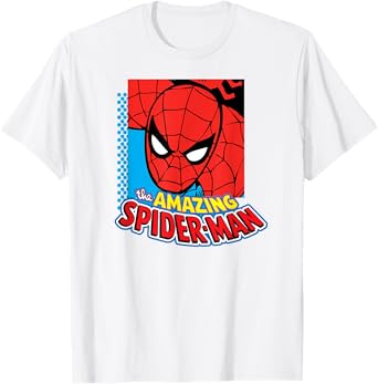 Essentials Men's MARVEL THE AMAZING SPIDER-MAN LOGO PORTRAIT T-Shirt, White, Small