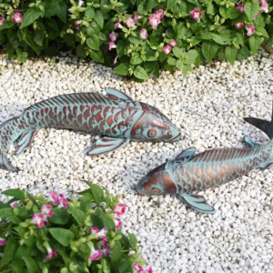 CLYB Metal Koi Fish Garden Statues Outdoor Decor Antique Copper Koi Garden Sculptures for Outside,Gardening,Patio,Backyard,Pond,Home Decoration,Metal Fish...